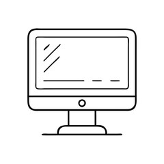 Simple Line Drawing of a Desktop Computer Monitor Screen Display