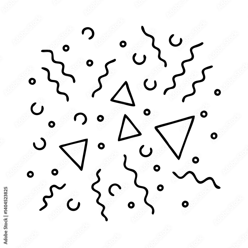 Poster abstract black and white geometric pattern with triangles and wavy lines