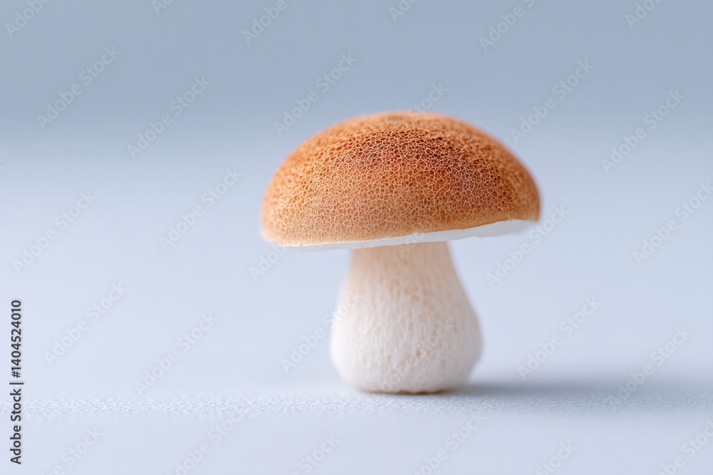 Poster minimalistic composition featuring single fresh mushroom isolated on pristine white background rende