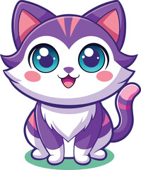 A  cute digital illustration of a chibi style cat
