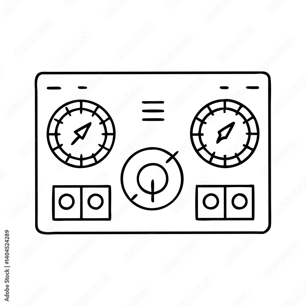 Aufkleber simple line drawing of a control panel with gauges and buttons for aircraft or spaceship