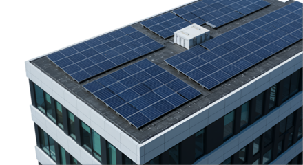 Modern Building Rooftop With Solar Panels Transparent Background