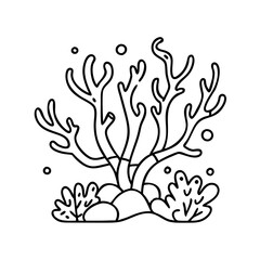 coral reef icon, coral reef line art - simple line art of coral reef, perfect for coral reef logos and icons