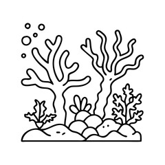 Underwater Scene with Coral Reefs and Aquatic Plants Bubbles