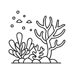 coral reef icon, coral reef line art - simple line art of coral reef, perfect for coral reef logos and icons