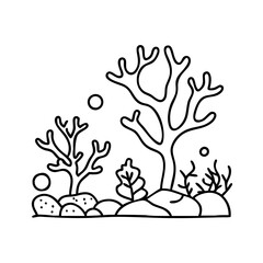 Obraz premium coral reef icon, coral reef line art - simple line art of coral reef, perfect for coral reef logos and icons