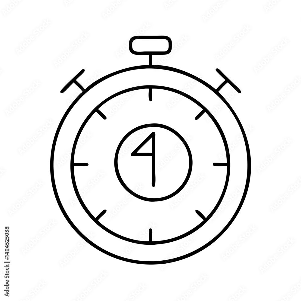 Poster simple line drawing of a stopwatch showing four seconds