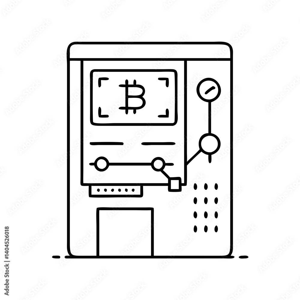 Aufkleber bitcoin mining rig digital cryptocurrency hardware machine blockchain technology illustration