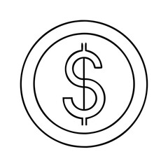 Obraz premium A simple line drawing of a coin featuring a dollar sign in the center