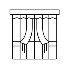 Line drawing of a gazebo with curtains and a roof