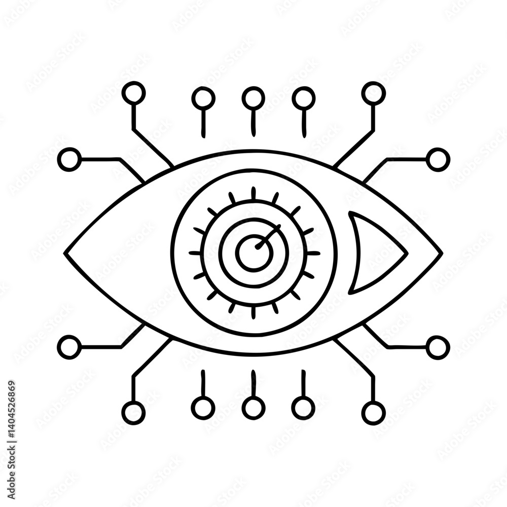 Aufkleber cybernetic eye advanced technology digital vision artificial intelligence system monitoring surveill