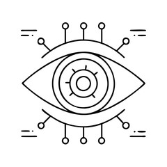 Abstract Stylized Eye with Connected Lines and Dots Futuristic Vision Technology Design