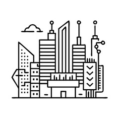 Fototapeta premium Futuristic Cityscape Skyline Modern Architecture Illustration Digital Art Graphic Design