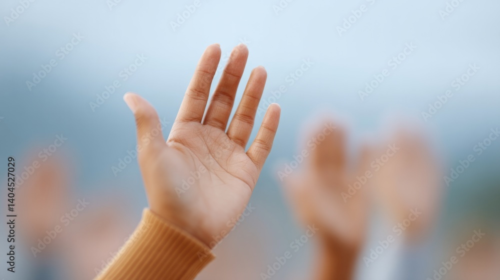 Aufkleber minimalistic image of diverse hands reaching out toward each other set against soft blurred backgrou