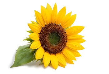 Obraz premium Isolated Sunflower Blossom with Bright Yellow Petals on White