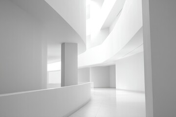 minimalistic interior space with dramatic light zoning accentuating architectural lines providing ample copy space