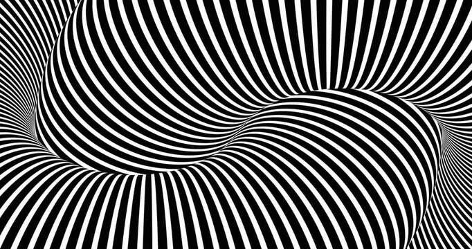 Hypnotic Psychedelic Black and White Optical Animation