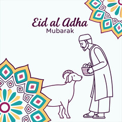 eid al adha mubarak Arabic man with goat. abstract vector illustration design