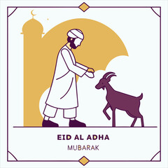 eid al adha mubarak Arabic man with goat. abstract vector illustration design