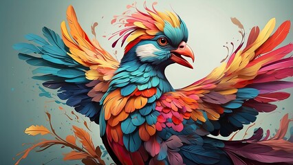 Obraz premium A vibrant orange and black feathered bird perched on a tree branch.