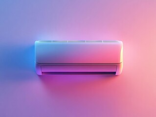 Modern air conditioner with colorful lighting on a minimalistic background.