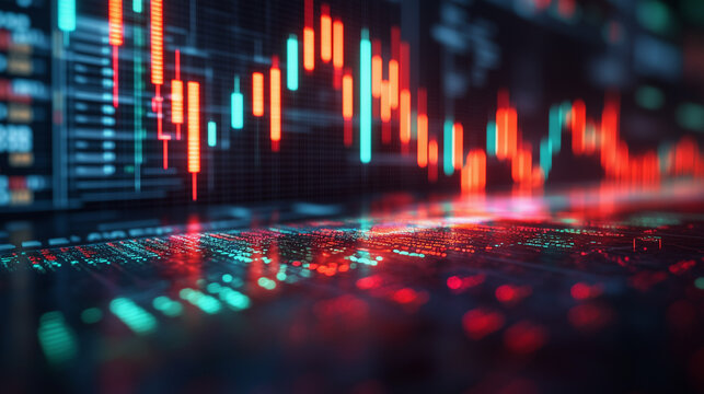 Stock Market Candlestick Chart in Trading Platform, Finance Background, Stock Illustration, Investment Visualization