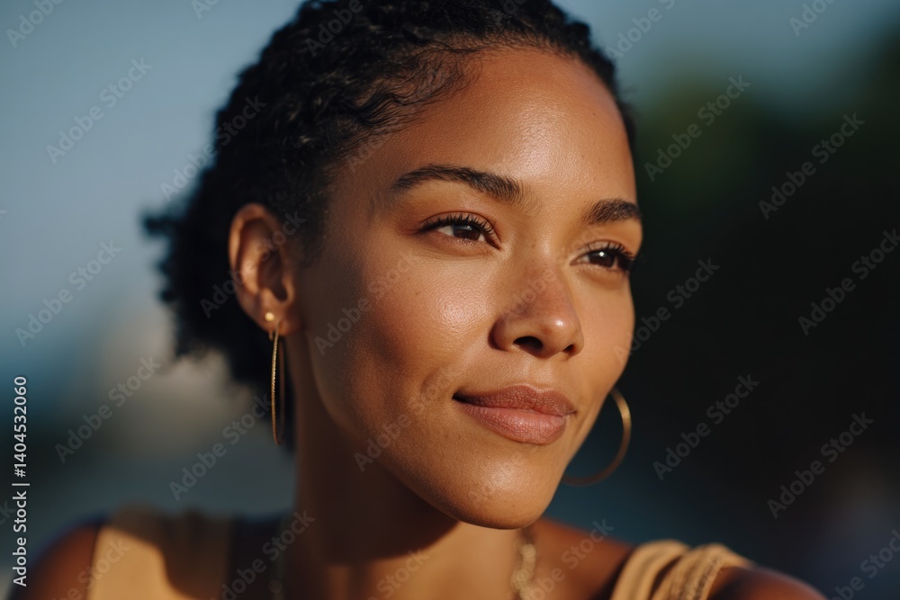 Aufkleber portrait of person centered against blurred background showing authentic expression