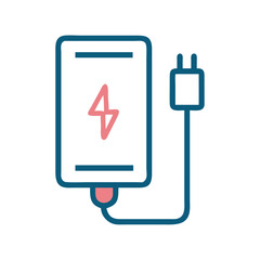 Portable Battery with Charging Lightning Symbol Icon Design