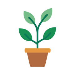 Potted Plant with Leaves Growing Icon Design