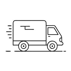 delivery truck icon, delivery truck line art - simple line art of delivery truck, perfect for delivery truck logos and icons