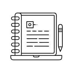 digital notebook icon, digital notebook line art - simple line art of digital notebook, perfect for digital notebook logos and icons