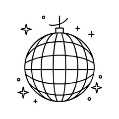 disco ball icon, disco ball line art - simple line art of disco ball, perfect for disco ball logos and icons