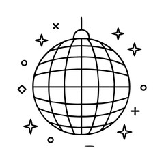 disco ball icon, disco ball line art - simple line art of disco ball, perfect for disco ball logos and icons