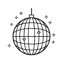 disco ball icon, disco ball line art - simple line art of disco ball, perfect for disco ball logos and icons