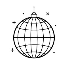 disco ball icon, disco ball line art - simple line art of disco ball, perfect for disco ball logos and icons