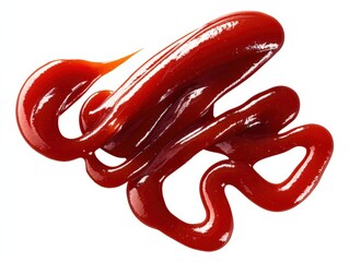 A close-up shot of a bright red ketchup swirl, showcasing its texture and color, inviting a delicious sensation.