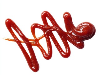 A vibrant, appetizing splash of bright red tomato ketchup, its glossy texture inviting and visually stimulating.