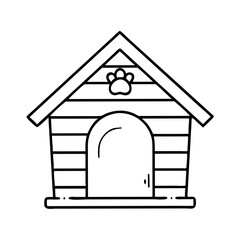 dog kennel icon, dog kennel line art - simple line art of dog kennel, perfect for dog kennel logos and icons
