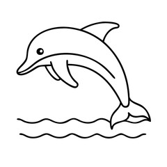 dolphin icon, dolphin line art - simple line art of dolphin, perfect for dolphin logos and icons