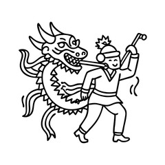 dragon dance icon, dragon dance line art - simple line art of dragon dance, perfect for dragon dance logos and icons