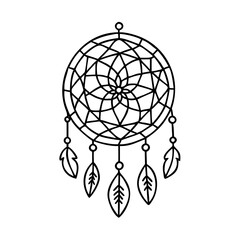 Obraz premium dreamcatcher icon, dreamcatcher line art - simple line art of dreamcatcher, perfect for dreamcatcher logos and icons