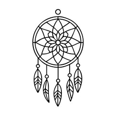 dreamcatcher icon, dreamcatcher line art - simple line art of dreamcatcher, perfect for dreamcatcher logos and icons