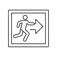 emergency exit sign icon, emergency exit sign line art - simple line art of emergency exit sign, perfect for emergency exit sign logos and icons