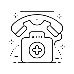 emergency phone icon, emergency phone line art - simple line art of emergency phone, perfect for emergency phone logos and icons