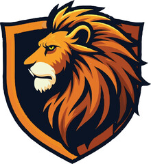 Ferocious Lion Vector Art with Striking Shield Motif