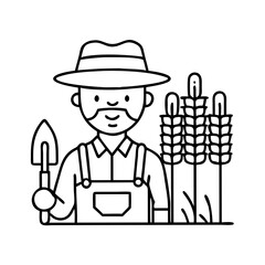 farmer icon, farmer line art - simple line art of farmer, perfect for farmer logos and icons