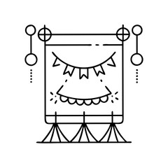 festival banner icon, festival banner line art - simple line art of festival banner, perfect for festival banner logos and icons