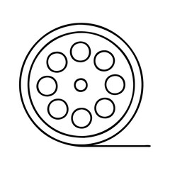 film reel icon, film reel line art - simple line art of film reel, perfect for film reel logos and icons