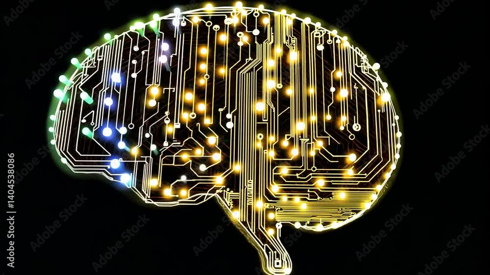 Poster conceptual neural network visualization depicting artificial intelligence progress