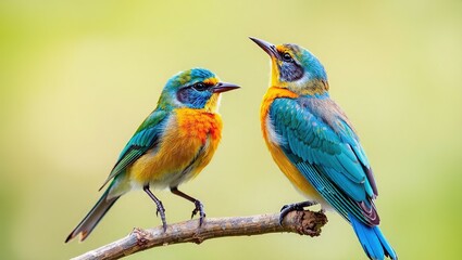 Obraz premium Two birds in graceful flight, showcasing natural beauty.